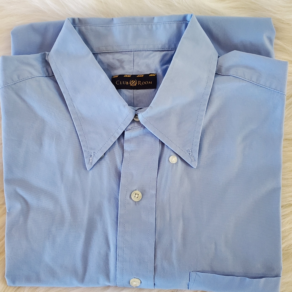 CLUB ROOM - MEN'S SHIRT 16 1/2 (32/33) LARGE REGULAR FIT Short Sleeve